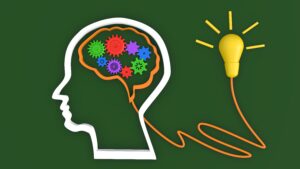 Brain and Lamp idea innovation sign concept idea is begin , gree